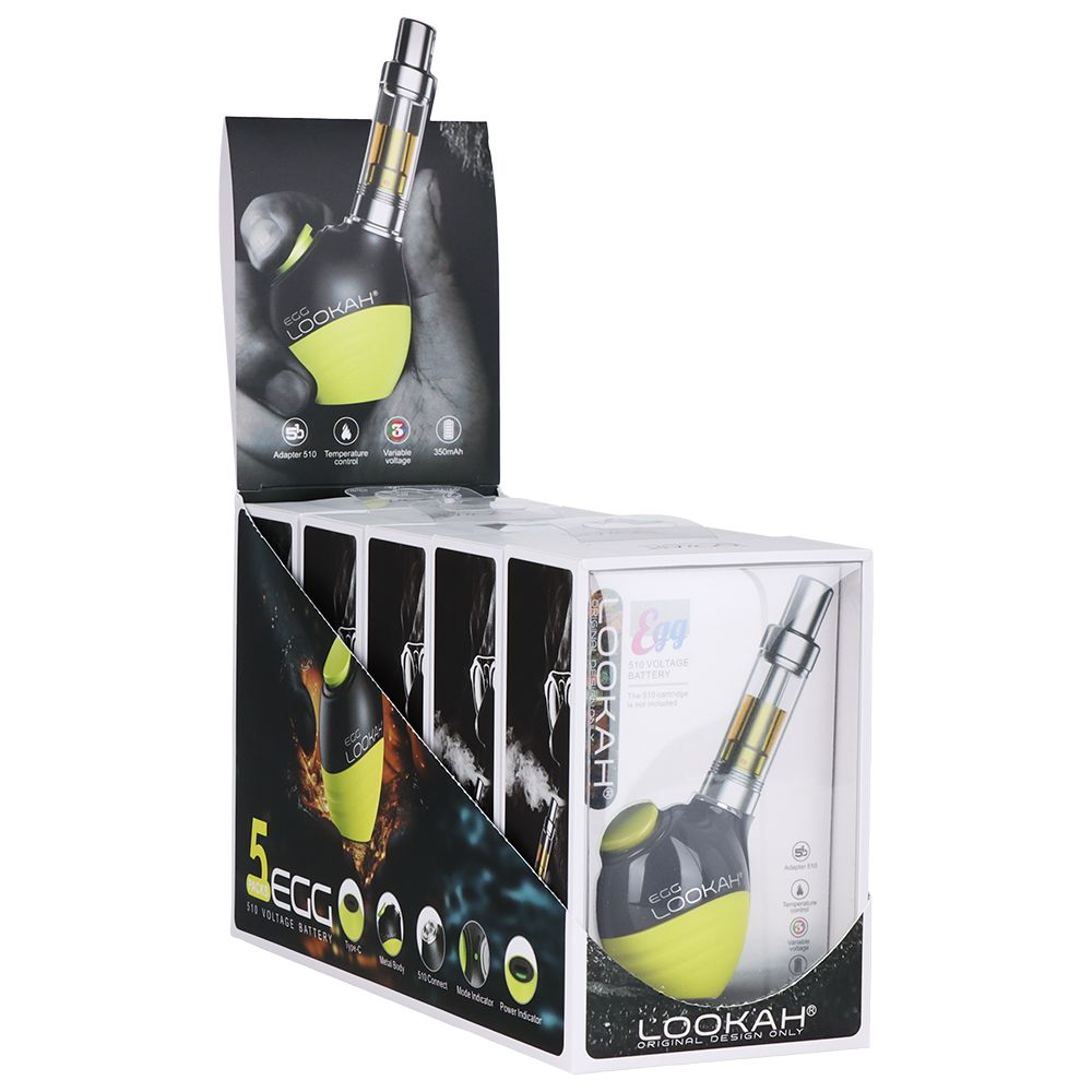 5CT DISPLAY - Lookah Egg Variable Voltage 510 Vape Battery - 350mAh