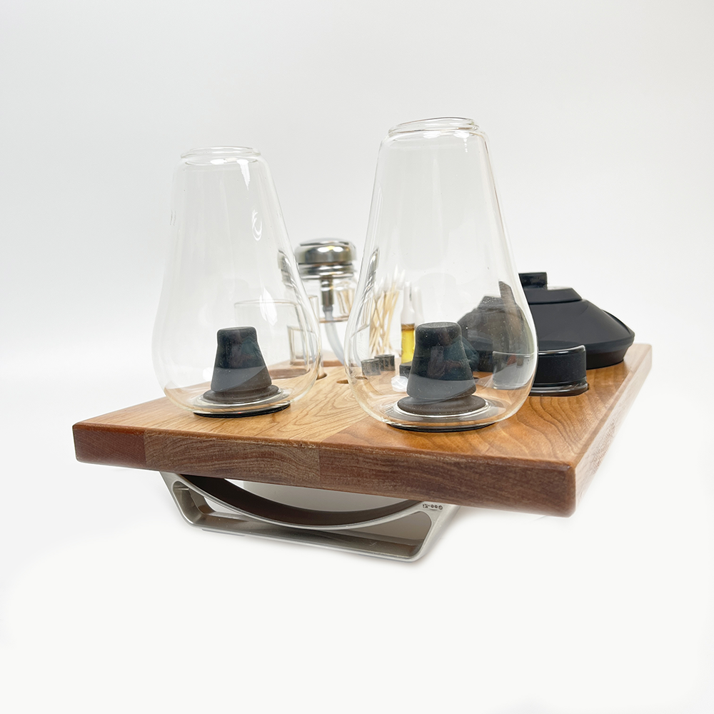 Zenco Sipping Vaporizer Basic All Wood Tray for Organizing Your Dab Session with ISO Dispenser and Swab Jar