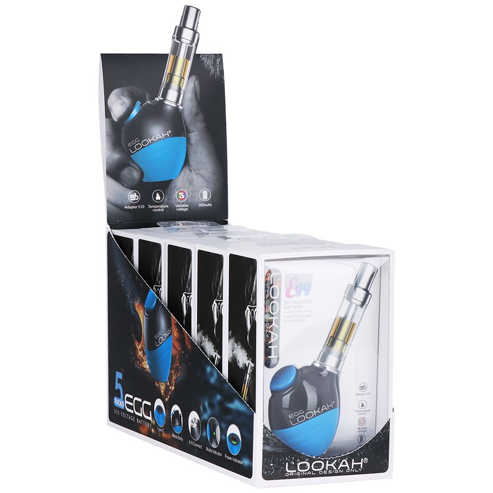 5CT DISPLAY - Lookah Egg Variable Voltage 510 Vape Battery - 350mAh
