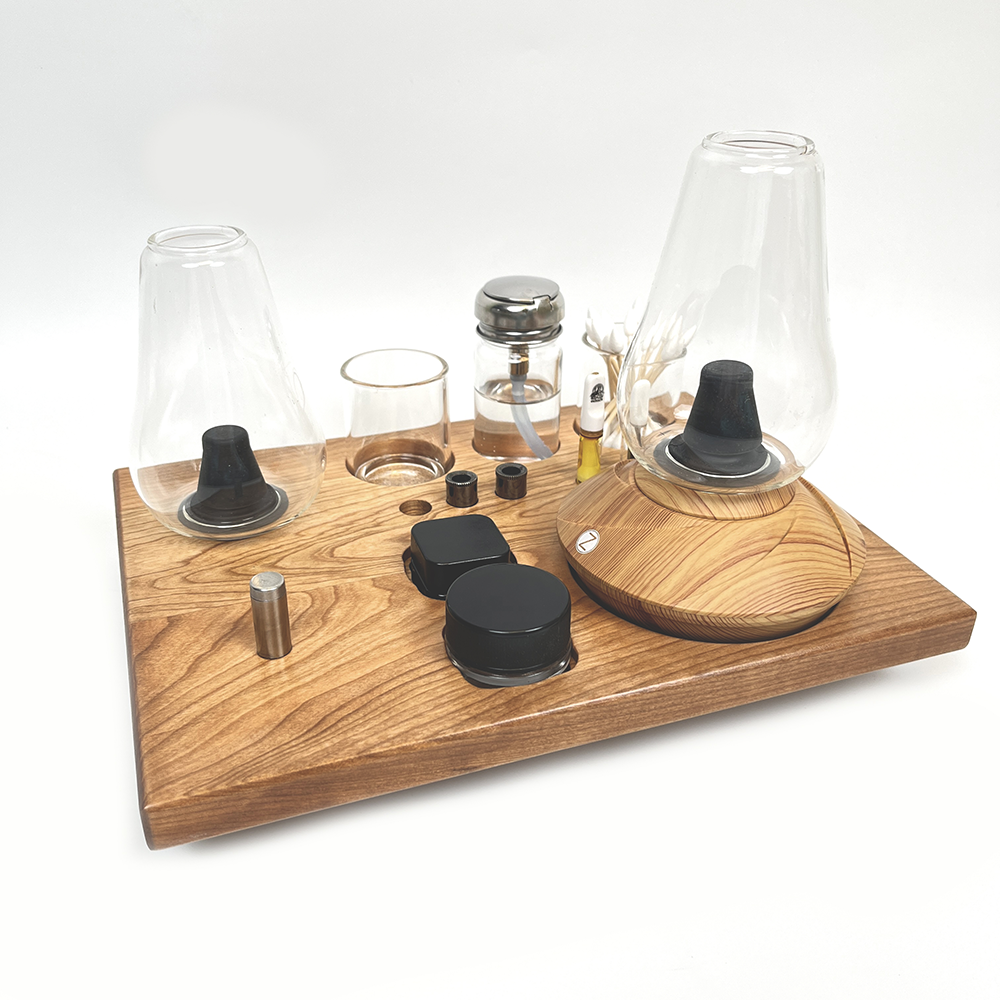 Zenco Sipping Vaporizer Basic All Wood Tray for Organizing Your Dab Session with ISO Dispenser and Swab Jar